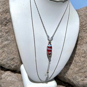 🌺Artisan Sterling & Blown Glass/Quartz Necklace